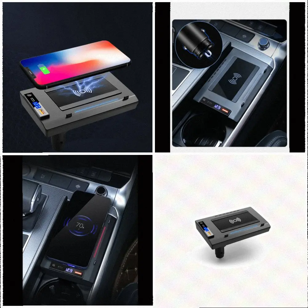 Wireless Car Charger 15W Fast Charging for A6 For A7 2019 2025 Models ABS Black Charging Plate 12V Socket Ready