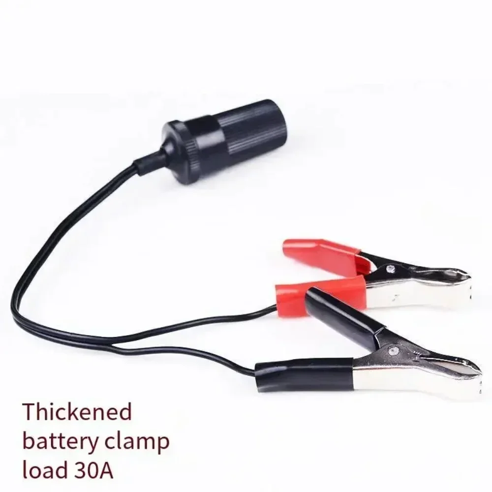 12V 24V Power Car Cigarette Lighter Female To Alligator Clip Extension Connector To Terminal Clip-on Battery Adapter Auto Socket