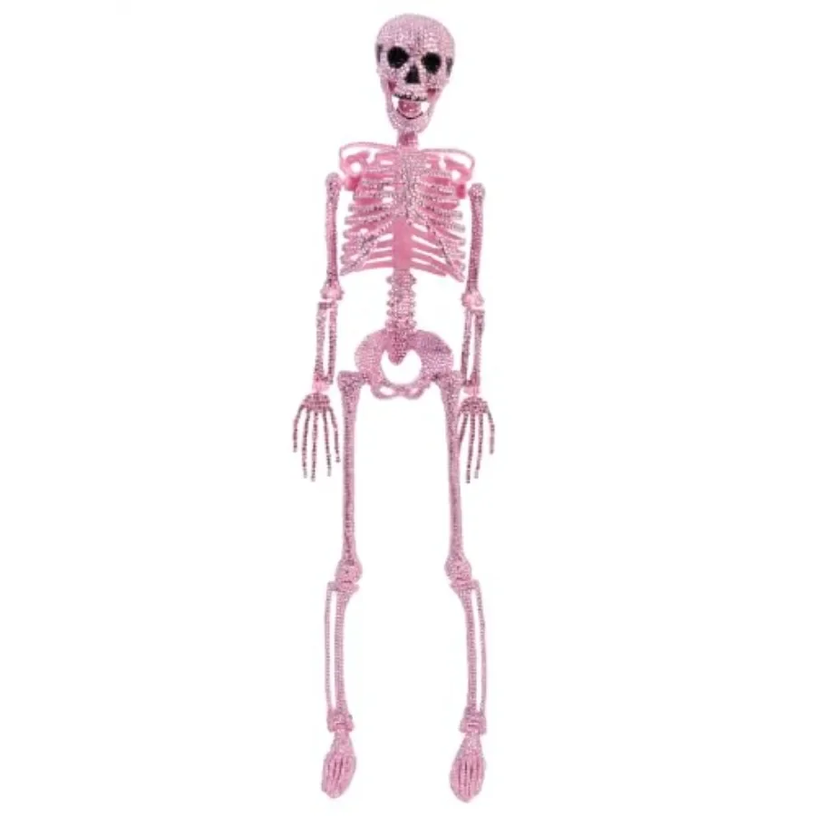 Ashland 3ft. Rhinestone Disco Skeleton for Halloween decoration, plastic material, white with silver rhinestones, ultra-sparkly