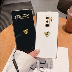 3D Gold Heart Plating Silicone Soft Case For Samsung Galaxy S10 Lite S9 Plus S8 Cover On S 10 9 8 S10lite S10plus S9plus S8plus