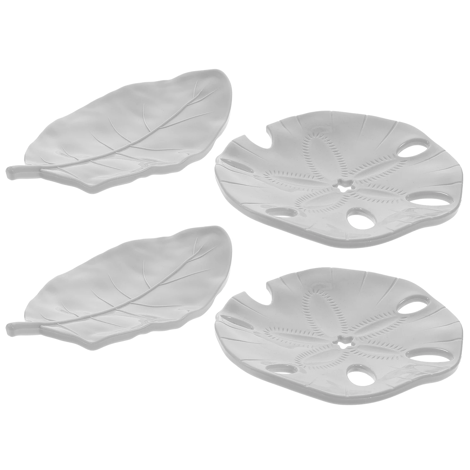 

4pcs Dish Bathroom Decorative Draining Holder For Shower Leaf Shaped Plastic Tray Self-Draining Design Non-Slip Soap Container