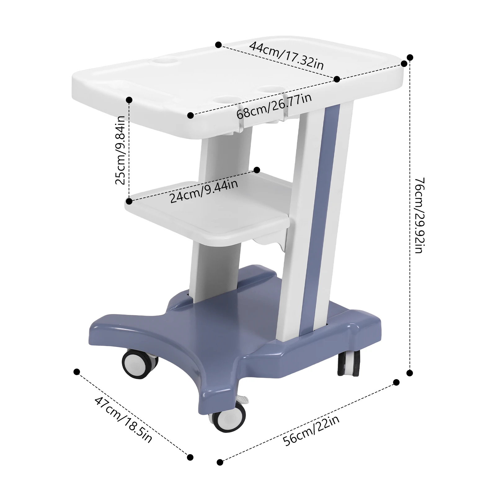 Chariot à ultrasons mobile avec roues, chariot utilitaire de stockage de beauté, chariot roulant pour clinique dentaire, hôpitaux et salons de beauté
