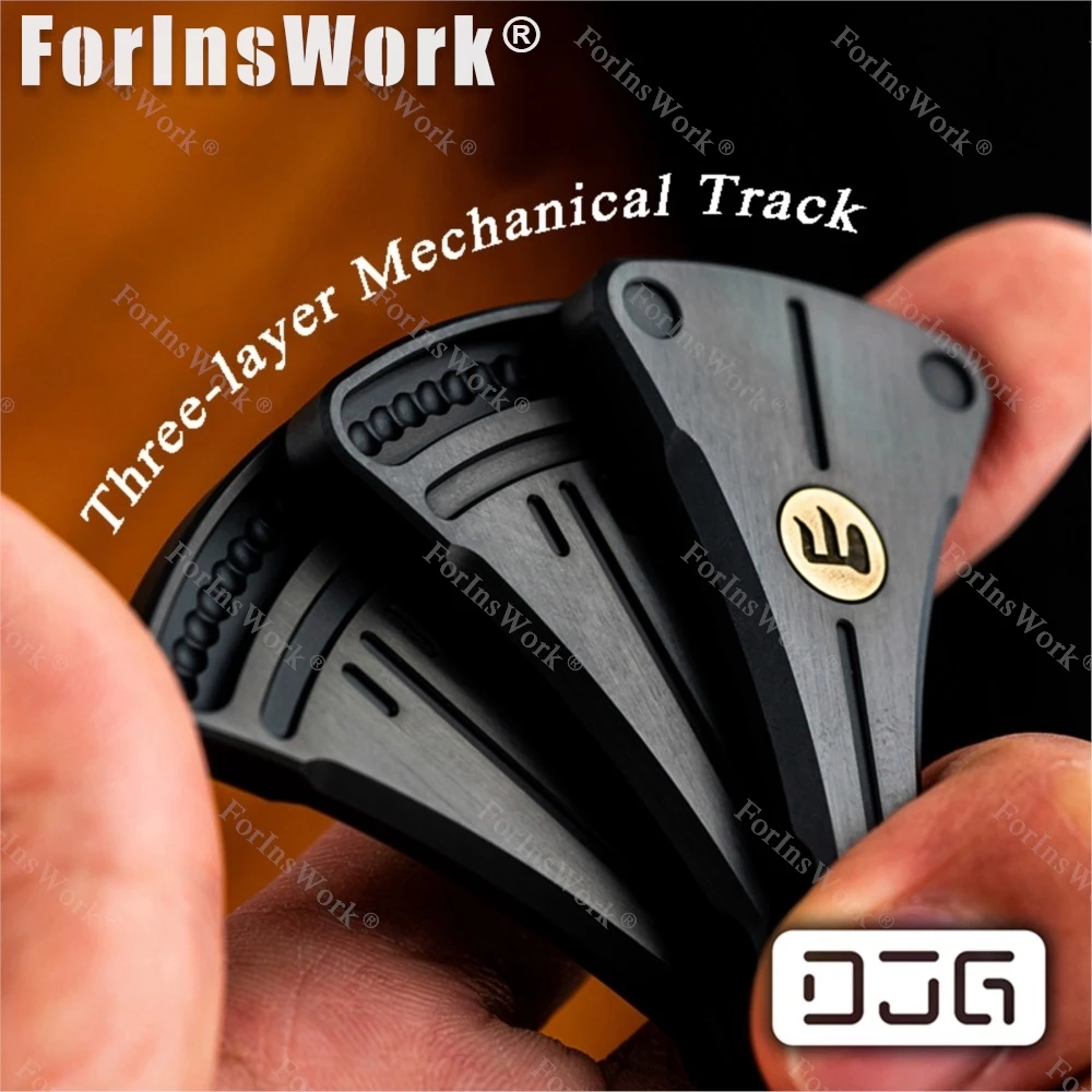 DGJ Cicada Singing EDC Three-layer Zirconium Alloy Folding Fan Mechanical Intensive Side Push Slider Decompression Toy