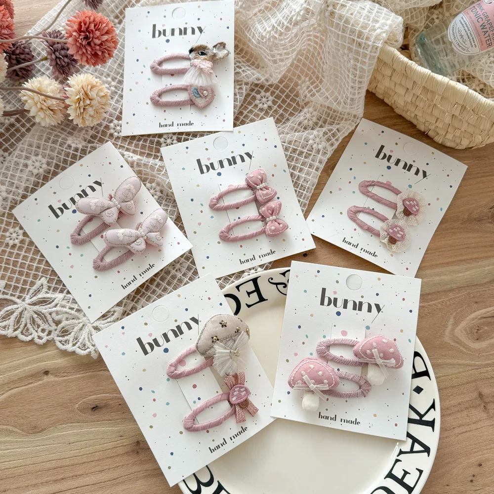 2Pcs/set Kids Kawaii Love Butterfly BB Clips Cute Pink Hair Clips Girls Barrettes Hairpins Headwear Children Hair Accessories