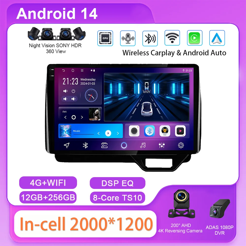 

Car Radio Stereo For Honda N-BOX II 2 JF3 4 2017 - 2021 Multimidia Video Player QLED Screen 2din Carplay Android Auto Head Unit
