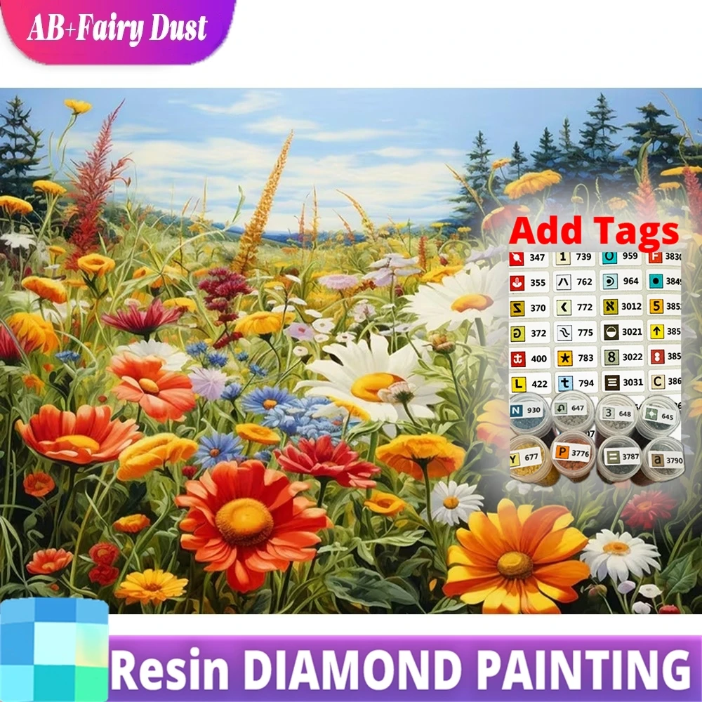 

Набор для вышивания алмазной мозаикой AB Fairy Dust: акриловые алмазы, цветы, пейзаж, DIY, для дома, спальни, декора стен