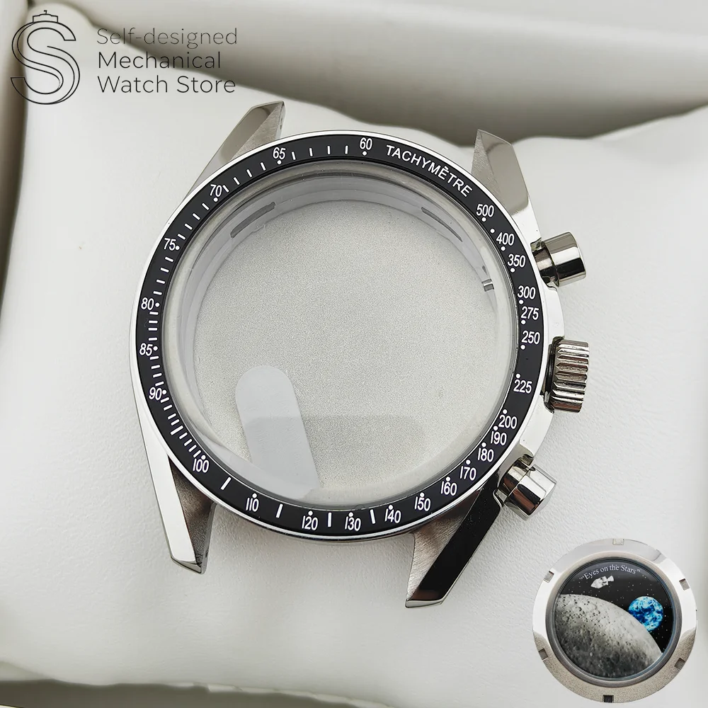 39MM VK63 Cases Fit For Speed Master VK63 Cases Silver Case Moon Watch Case 316L Stainless Steel VK64 Cases