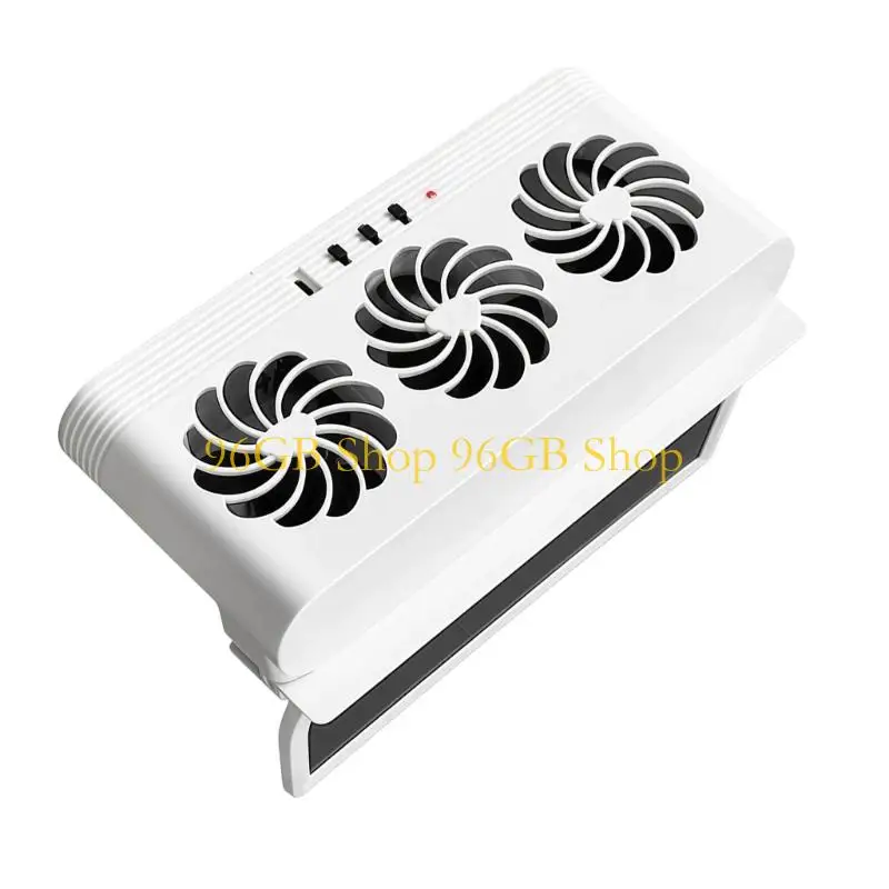 96GB USB/Solar Car Cooling Fan Triple Ventilation Technology 180° Wide Car Radiator Cooling Fan Air Circulation