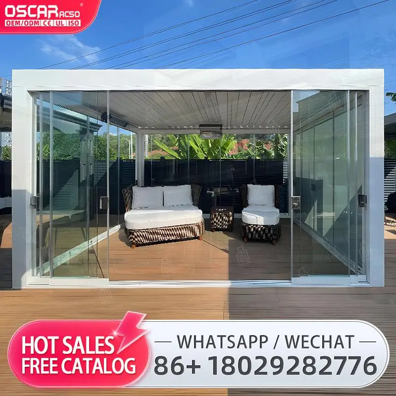 

3X3 м 3x4 м настенная алюминиевая моторизованная наружная беседка с жалюзи на крыше беседка для сада, патио, беседка на заднем дворе