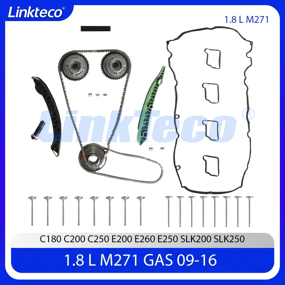 

Прокладка крышки клапана VVT Шестерни Комплект цепи ГРМ Клапаны подходят 1,8 л T M271 Для 09-16 Mercedes-Benz C200 E250 CGI W204 W212 R172 1.8