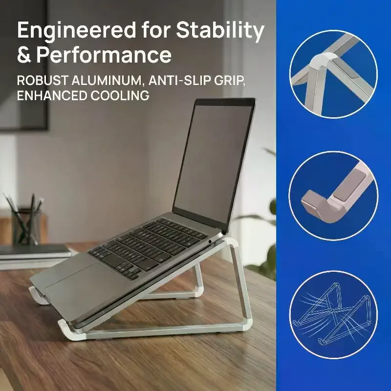 Portable Foldable Laptop Heatsink Bracket - Adjustable Aluminum Notebook Stand & Ergonomic Desktop Riser Holder
