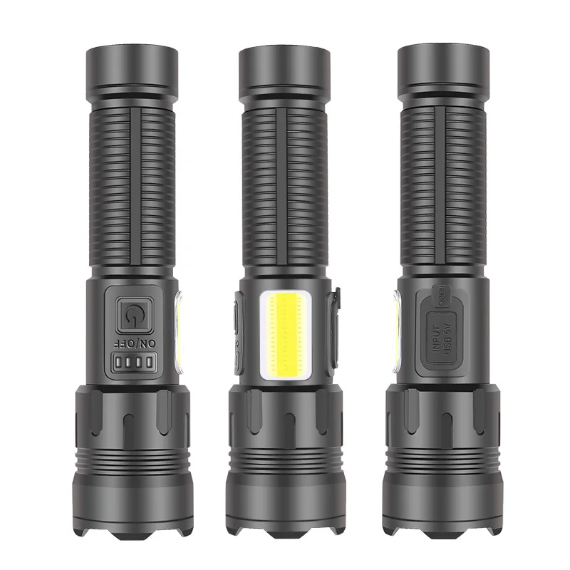 

30W High-Power LED Flashlight - Type-C Charging with COB White & Red Side Light