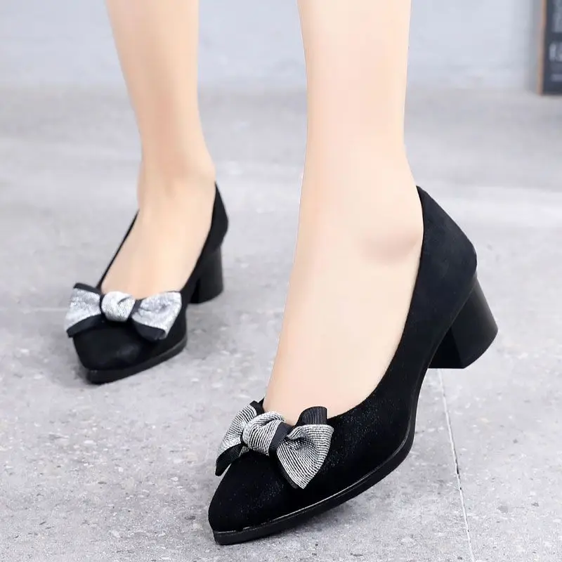 Woman Pumps Pointed Toe Grey with Bow Shoes for Women High Heels Elegant Dress Casual Comfortable Quick Delivery Discount Chic