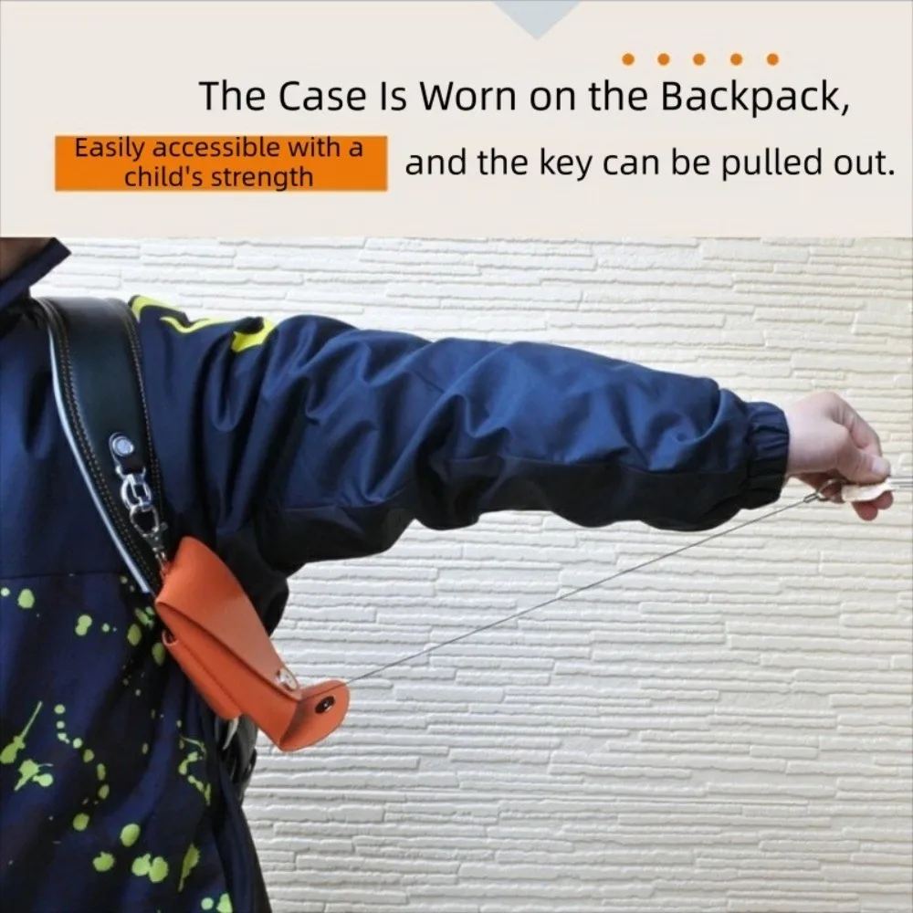 Expandable PU Leather Key Case Anti-Loss Easy-pull Key Pouch Retractable Buckle Leather Storage Bag Key Pouch Storage