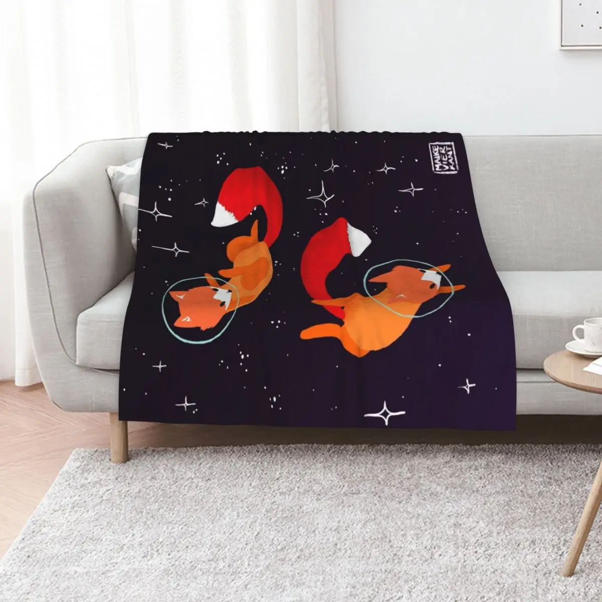 Space Foxes Throw Blanket Soft Retros Single Sleeping Bag Soft Plaid Thermals For Travel Blankets