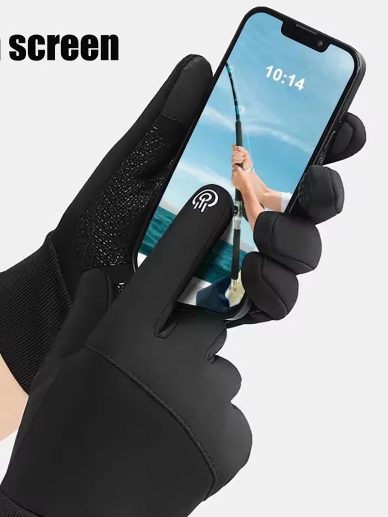 AliExpress NONE Winter Anti Slip Skiing Gloves for Unisex Touch Screen Compatibility Warm Cashmere Lining Outdoor Sports Cycling Running Gloves