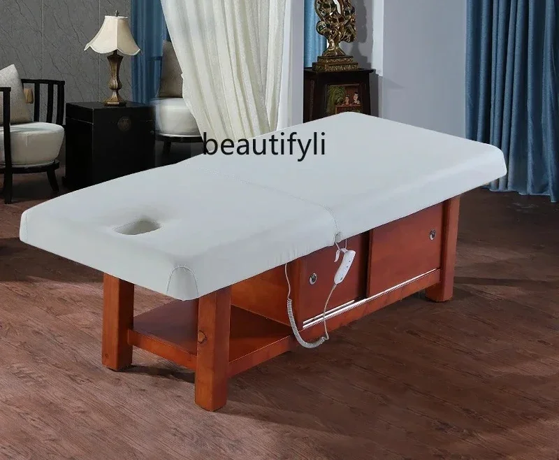 LX8Electric Beauty Bed Beauty Salon Solid Wood Massage Bed Health Care Massage Couch Latex Physiotherapy BedSSS