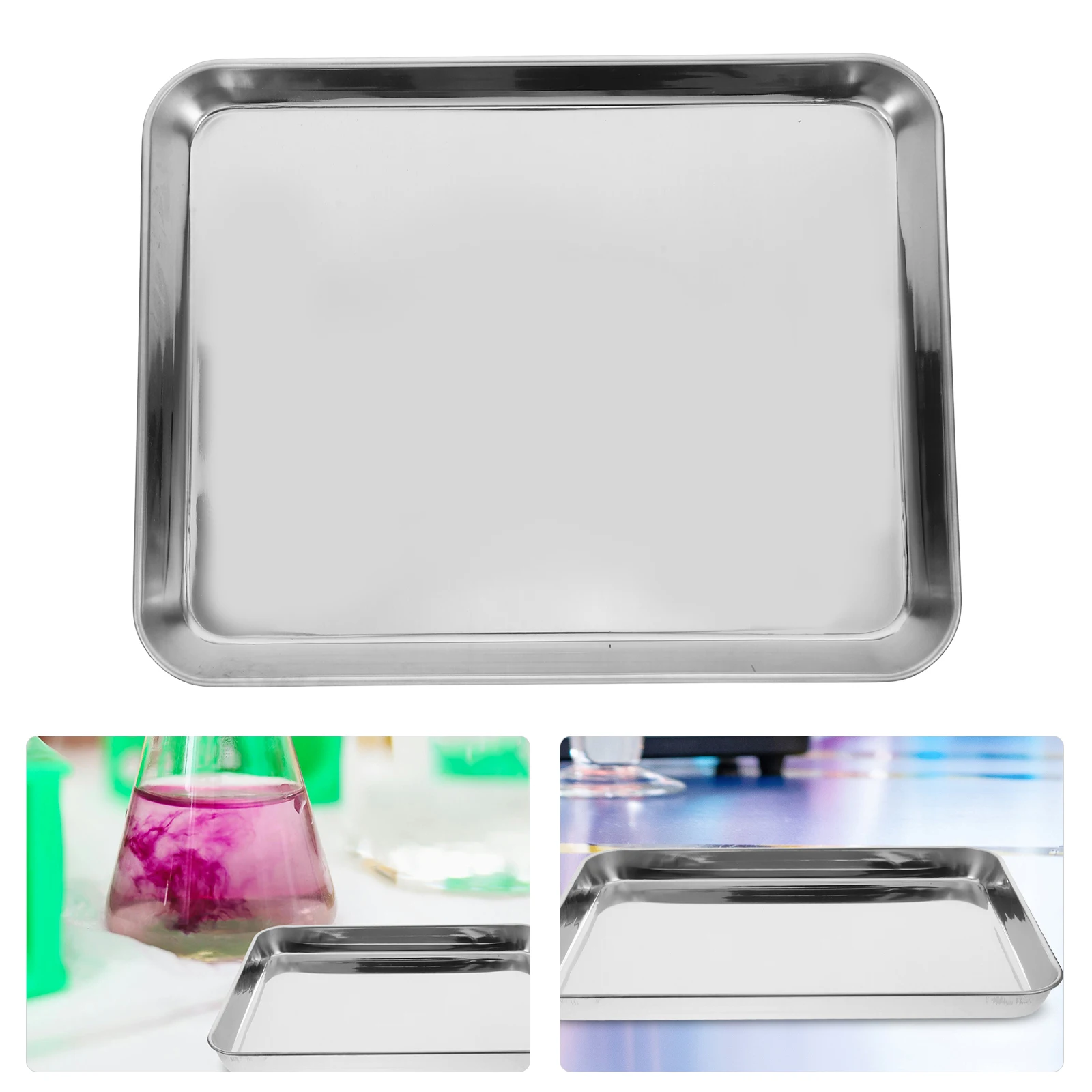 

1pc Stainless Steel Medical Tray Flat Storage Organizer For Instruments Portable Small Rectangular Tray Durable Easy