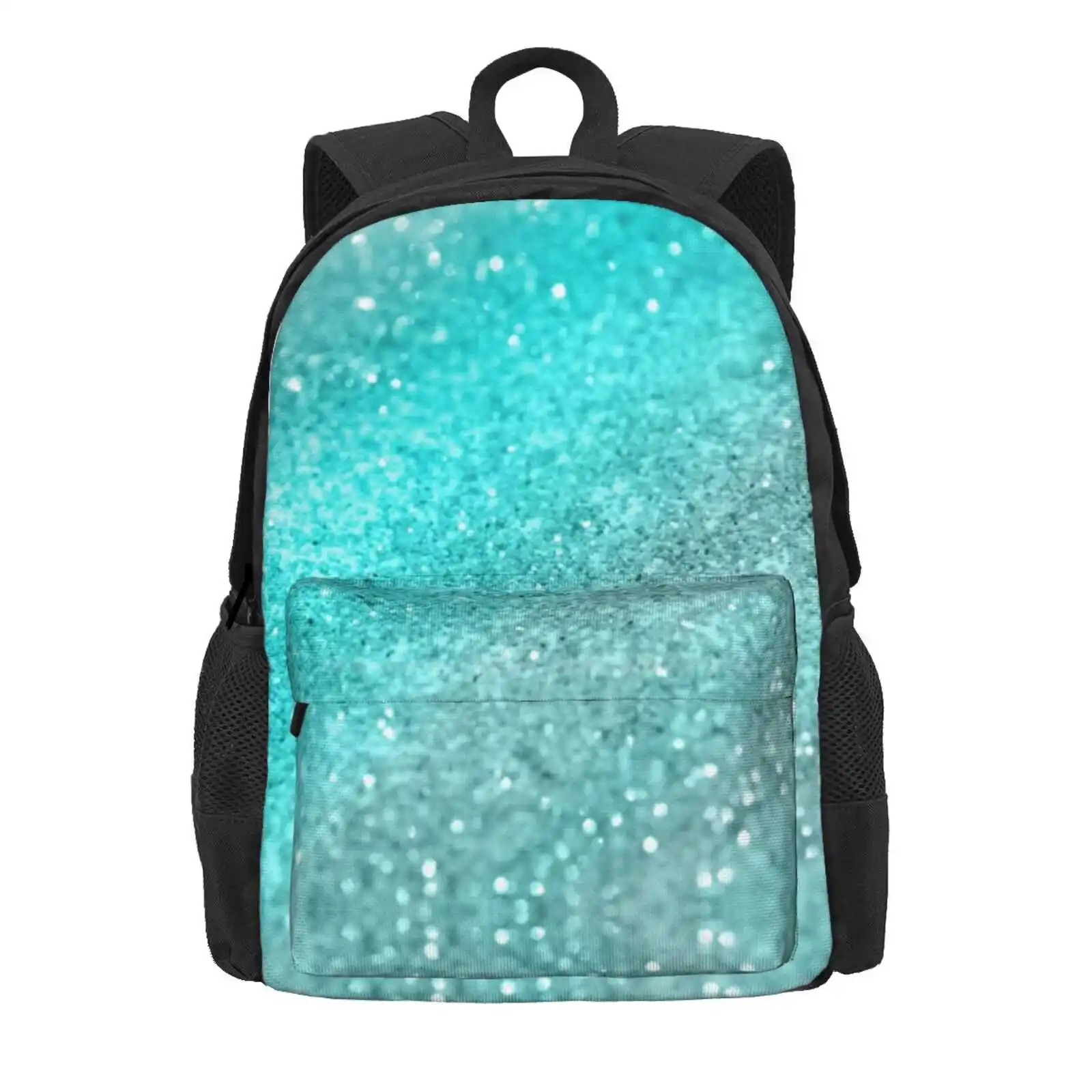 Aqua Teal Ocean Glam #1 (Photo Of Glitter Only - Not Reflective) Hot Sale Schoolbag Backpack Fashion Bags Color Aqua Blue Teal