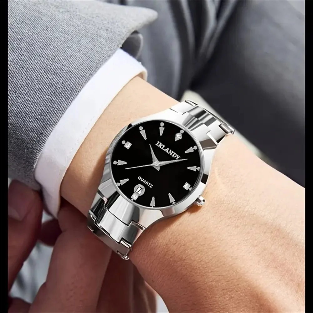 2 pieces elegant quartz couple watch set, classic British style, fashionable business watch for men and women, round alloy case,
