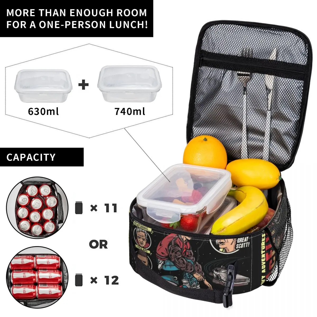 Marty McFly Back To The Future Accessories Insulated Lunch Bag School Storage Food Box Reusable Fashion Thermal Cooler Bento Box