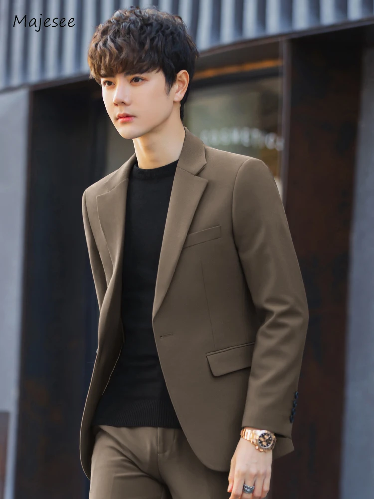 

Casual Blazers Men 4 Color Solid Fashion Social Korean Style Office Daily Simple Graceful Chic Streetwear Handsome 2023