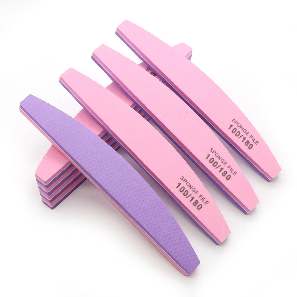 6 قطعة ملف الأظافر مزدوج اللون 100 180 حصى الرملي شكل الأظافر الموز الإسفنج الملفات مانيكير لوازم المهنية مسمار أدوات التجميل