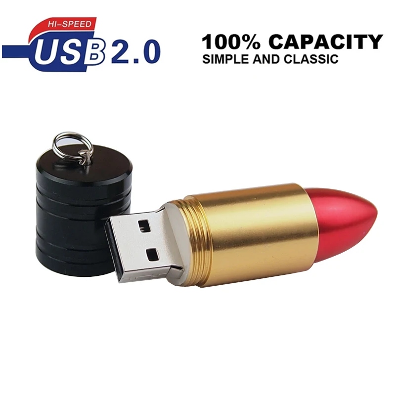 Real 100% Capacity Metal Funny Cartoon Pendrive Lipstick Usb 2.0 4GB 8GB 16GB 32GB  Flash Drive Memory U Stick Girl Gift