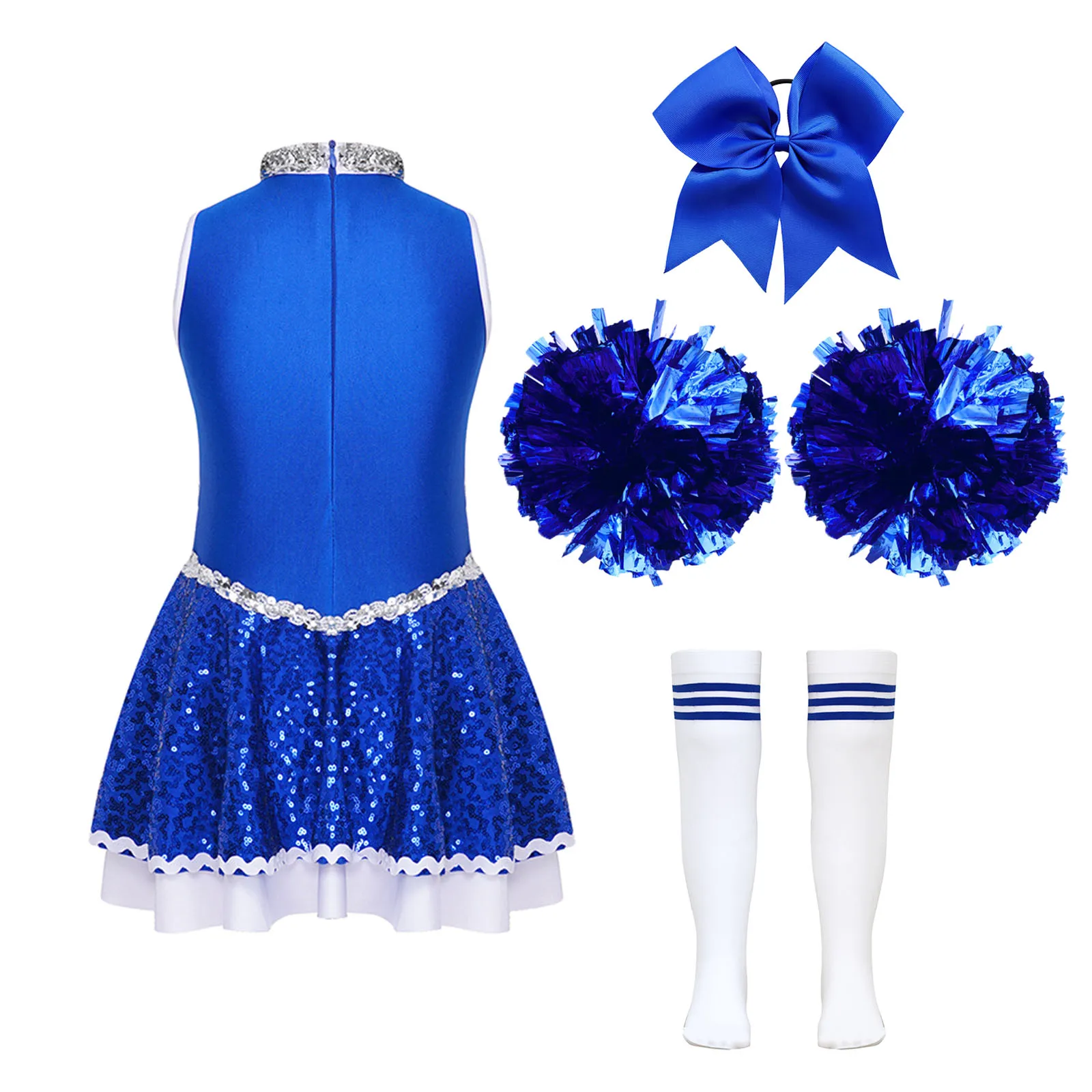 High School Cheerleader Costume for Kids Girls Halloween Cheer Uniform Dance Competition Team Sports Cheerleading Dress Up