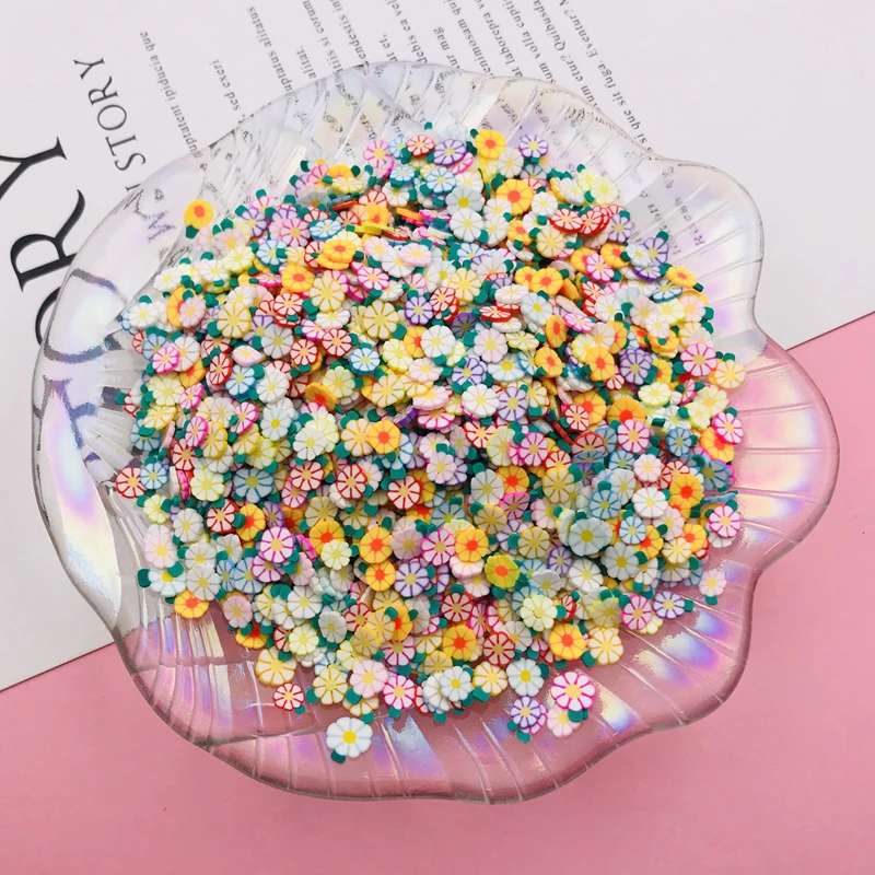 50g/Lot Hot Polymer Clay Miniature Flower Sprinkle ,Colorful Slice for Tumbler Shaker Filling, Phone Deco, DIY Scrapbooking