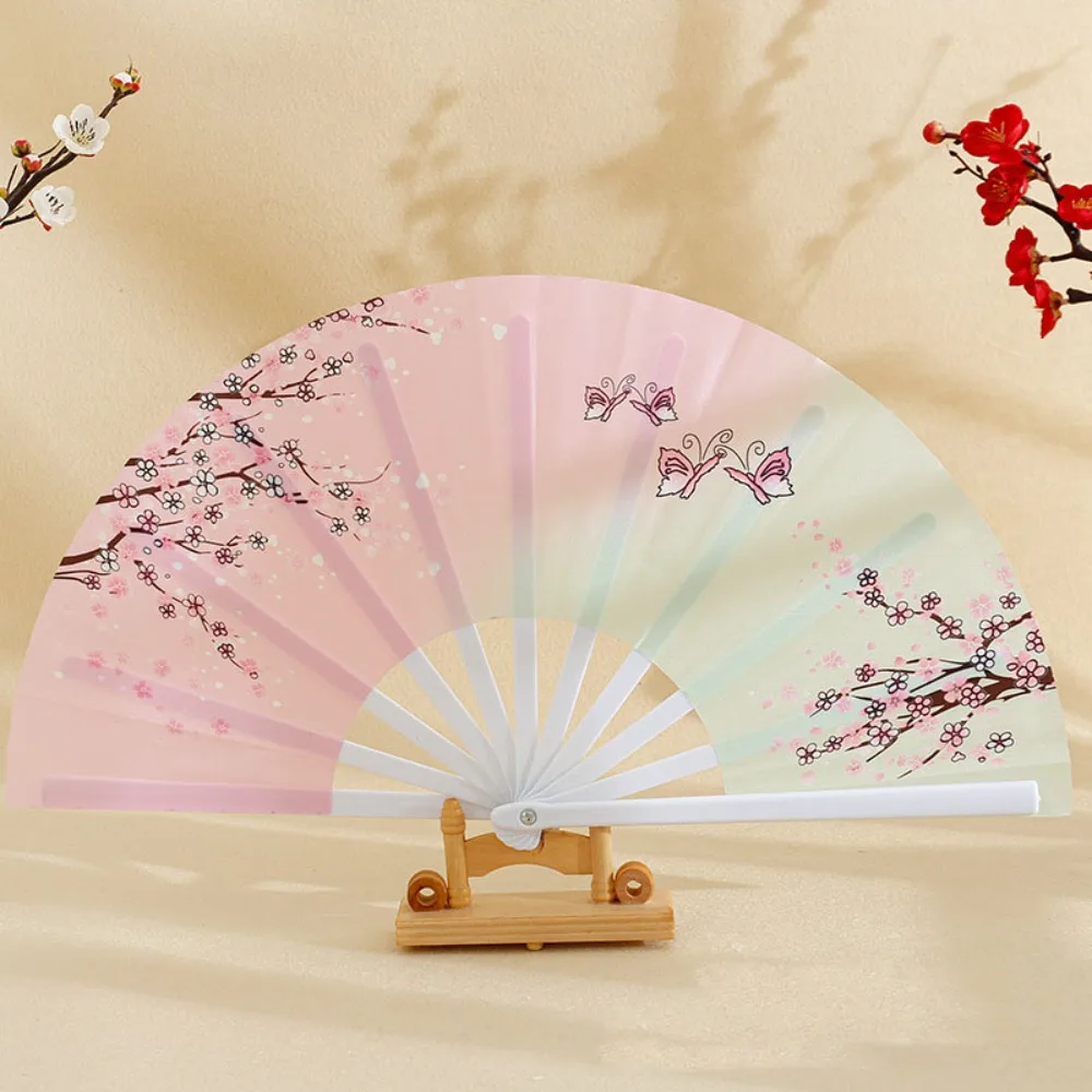 

28cm Chinese Tai Chi Yoga Fan Plastic Bone 8 Colors Kung Fu Fan Hand Folding Stage Fan Chinoiserie Gift Wedding Party Decor
