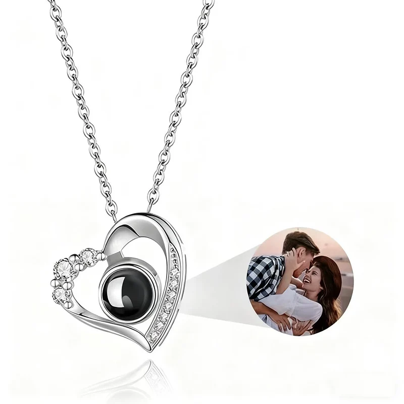 

Custom Heart Photo Projection Necklace with Custom Photo - Mother's Day/Valentine's/Birthday Wishlist Gifts for Mom/Girlfriend