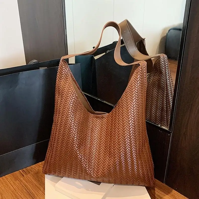 X5XA Stylish Large Capacity Undrearm Handbag Soft PU Texture Lightweight Shoulder Bag Practical Office Essential