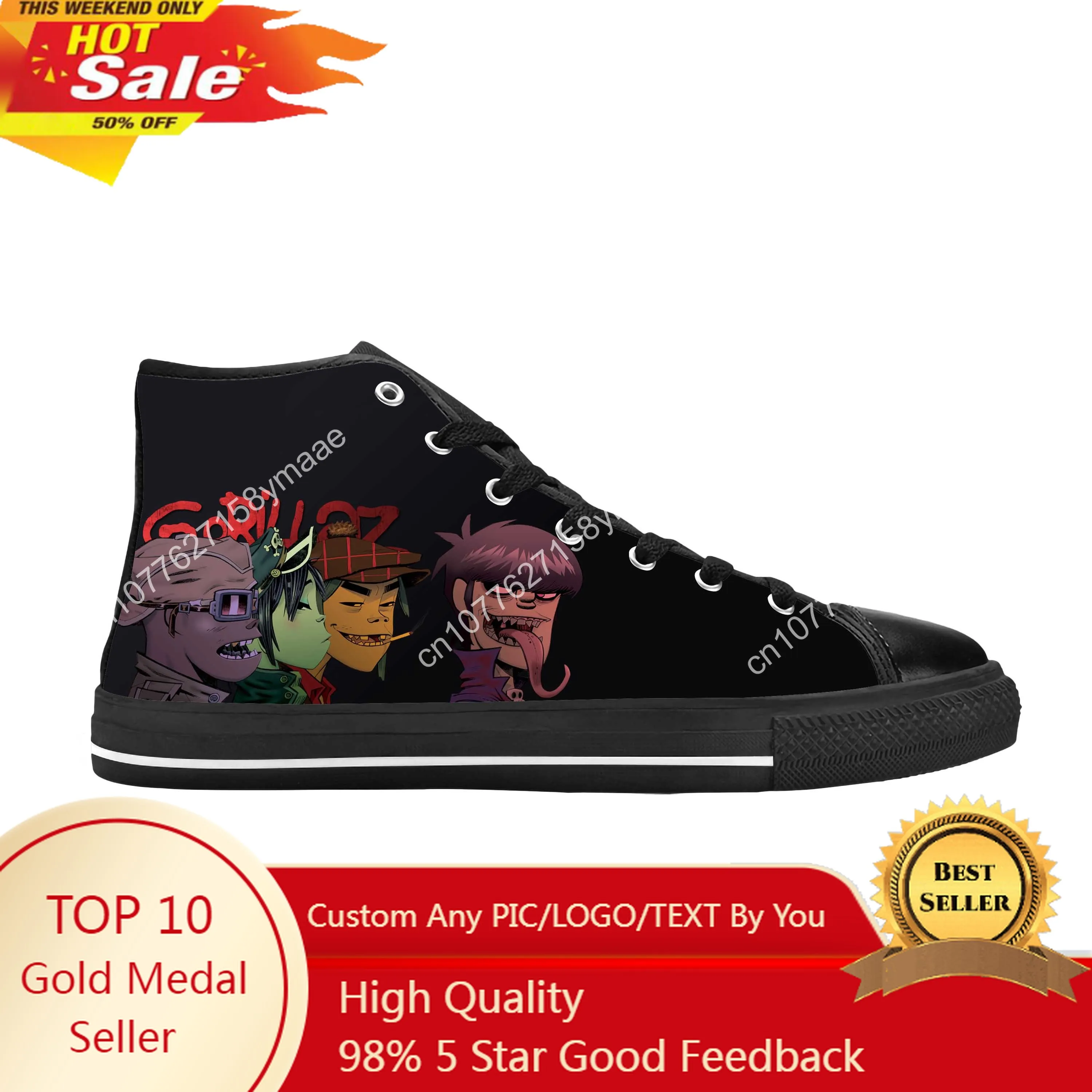 

Gorillaz UK Rock Band Hip-Hop Rap Music Gorillazs Casual Cloth Shoes High Top Comfortable Breathable 3D Print Men Women Sneakers