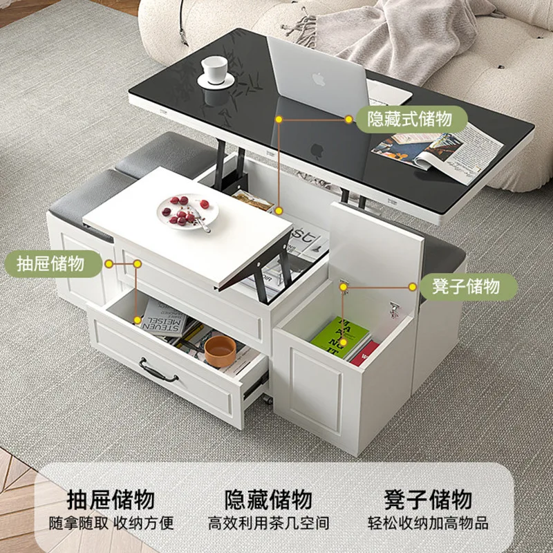 Coffee table living room household glass slate Internet celebrity table modern simple small apartment multi-functional