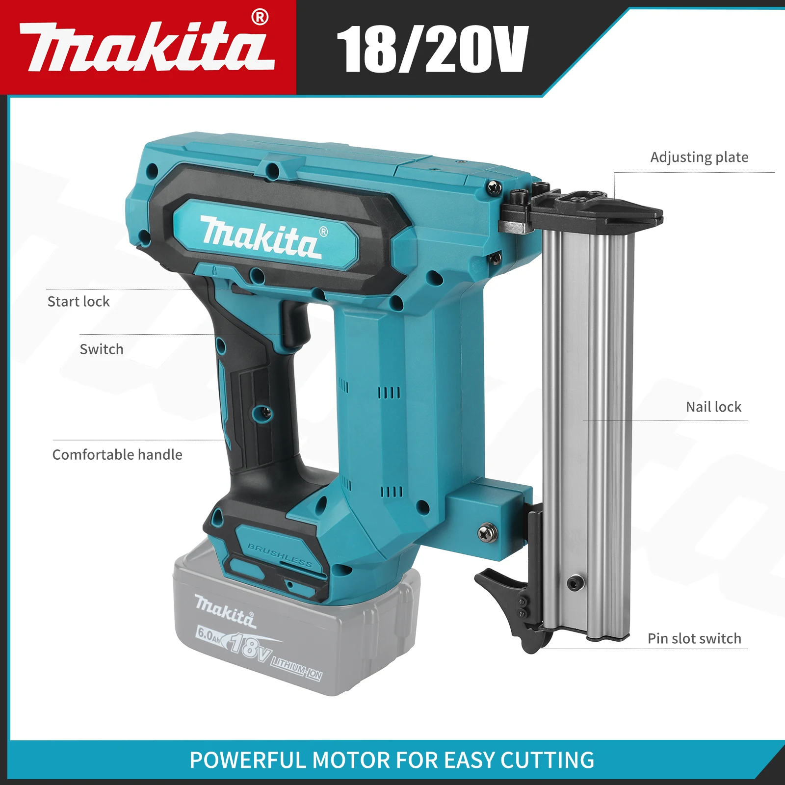 Makita 18V Cordless Nailing Tool 10‑30mm Nail Length 100pcs Loading for Wood Craft & Renovation Application