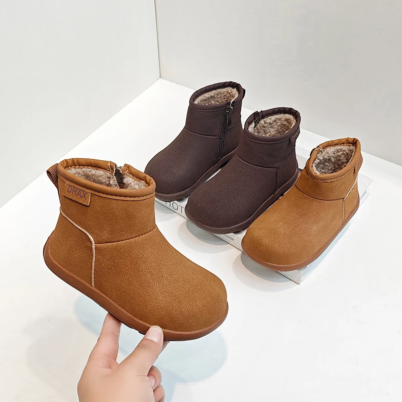 

Зимние детские хлопковые ботинки на платформе в стиле ретро, новые модные ботильоны для девочек, теплые детские плюшевые ботинки с меховой молнией по бокам