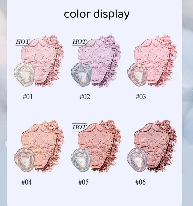 Flower Knows Unicorn Embossed Blush Palette Brighten Nude Natural Matte Cheek Bronzer Delicate Pigment Women Face Makeup