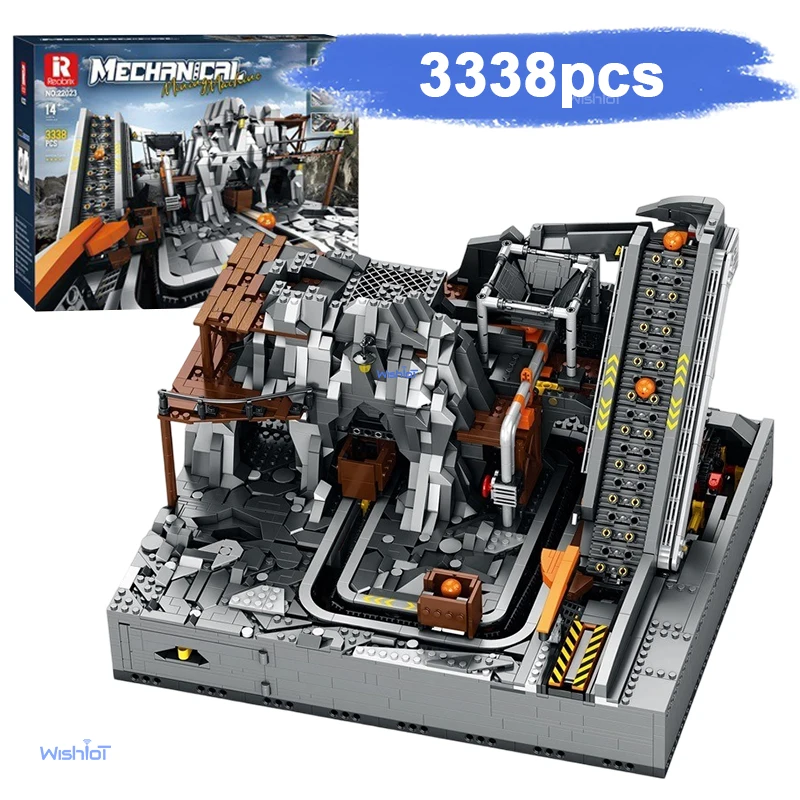 

3338 шт., креативная электрическая механическая машина для майнинга, строительные блоки, модель Moc, собранные наборы кирпичей, игрушки для взрослых, подарок для мальчиков