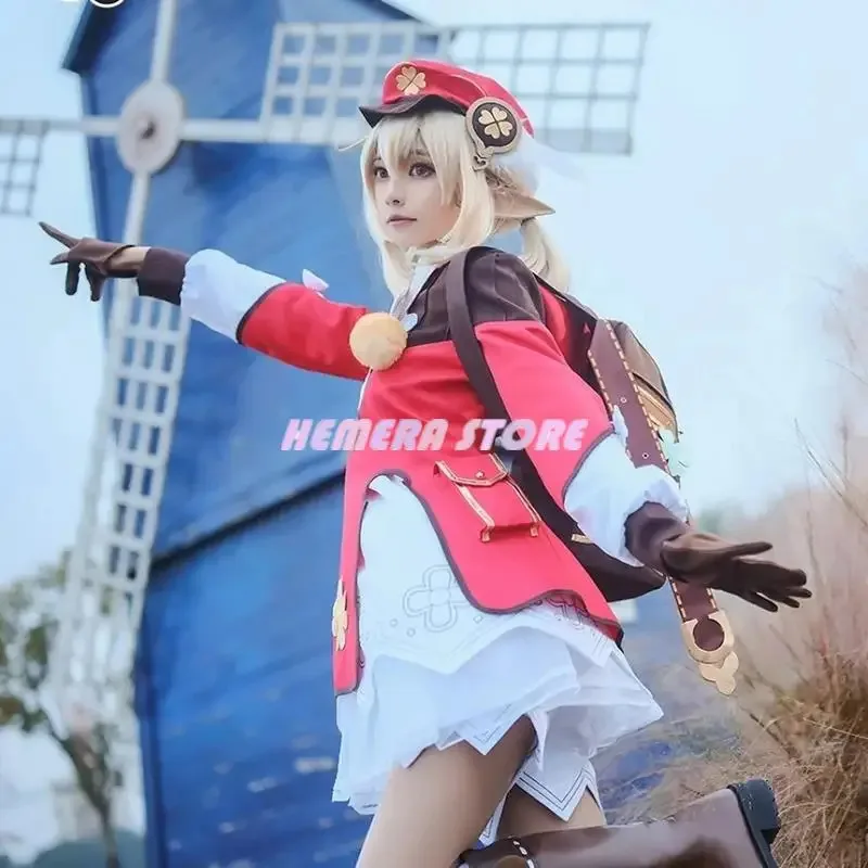 

2025 Klee Genshin Impact Cosplay Backpack Wigs Shoes Loli Party Outfit Uniform Christmas Halloween Costume Carni