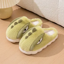 Woman Winter Indoor Slippers Unisex Plush Fur Slides Adult Dinosaur Slippers Women's Cartoon Animal Shoes For Home Mules Slides