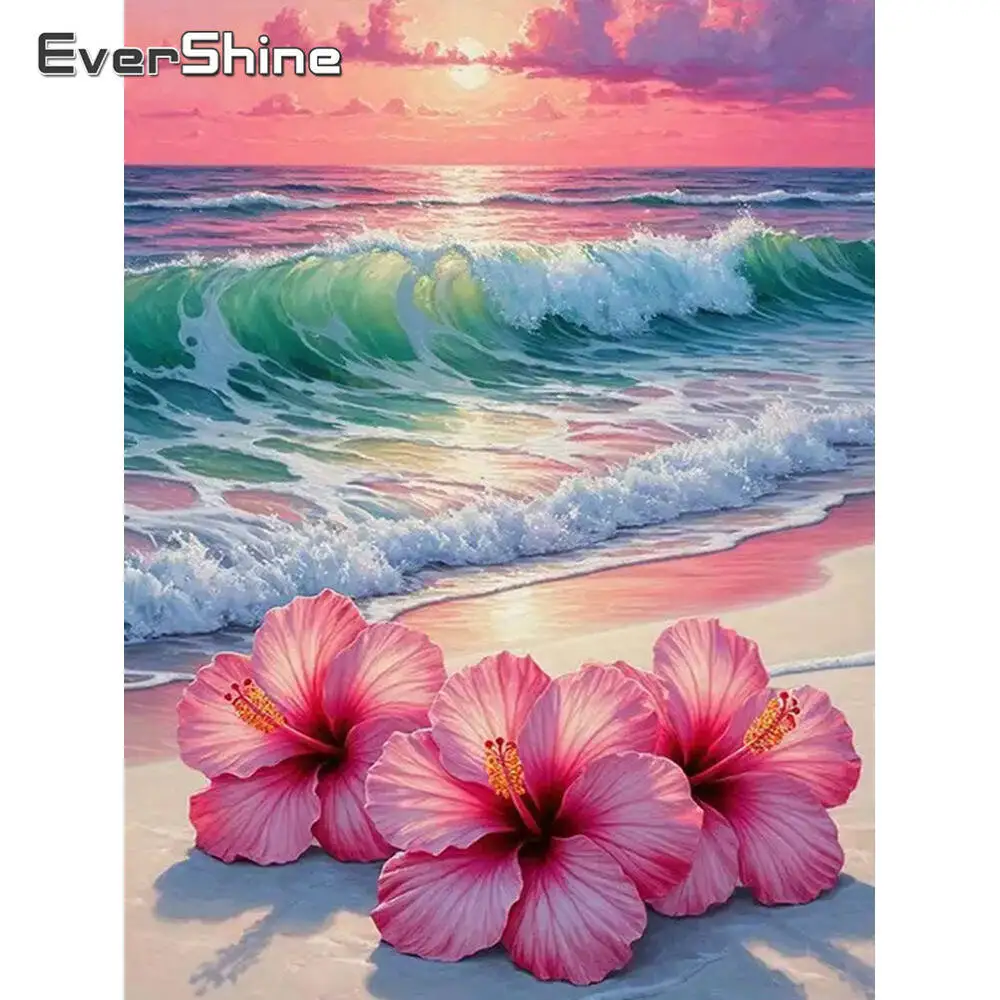 Evershine DIY Diamond Painting Seaside Landscape Acrylic Craft Supplies Flower Diamond Mosaic Sunset New Arrival Unique Gift