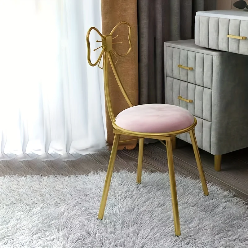 Dressing stool, makeup stool, modern and simple, with shoulder straps, seat cushion, bow tie office chair ergonomic  pink chair