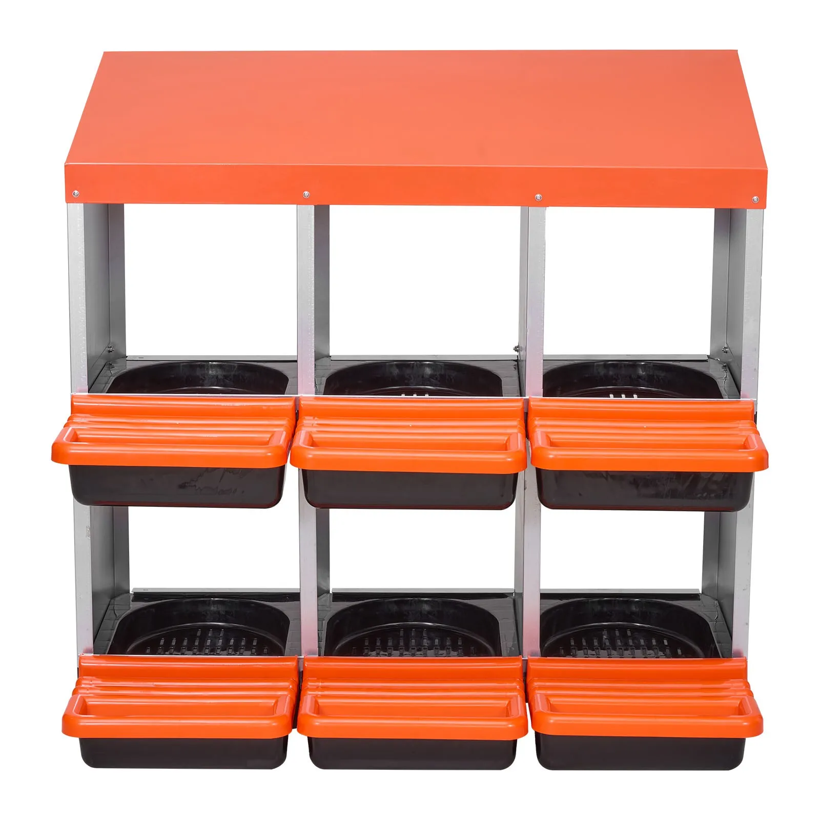 

2-Tier Metal Chicken Nesting Box with 6 Compartments for Egg Collection