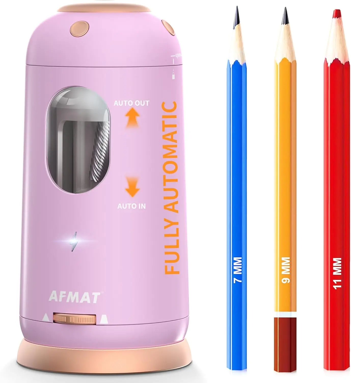 

Electric Pencil Sharpener, Auto In & Out, Rechargeable for Jumbo & Colored Pencils (7-11.5mm), Light Purple