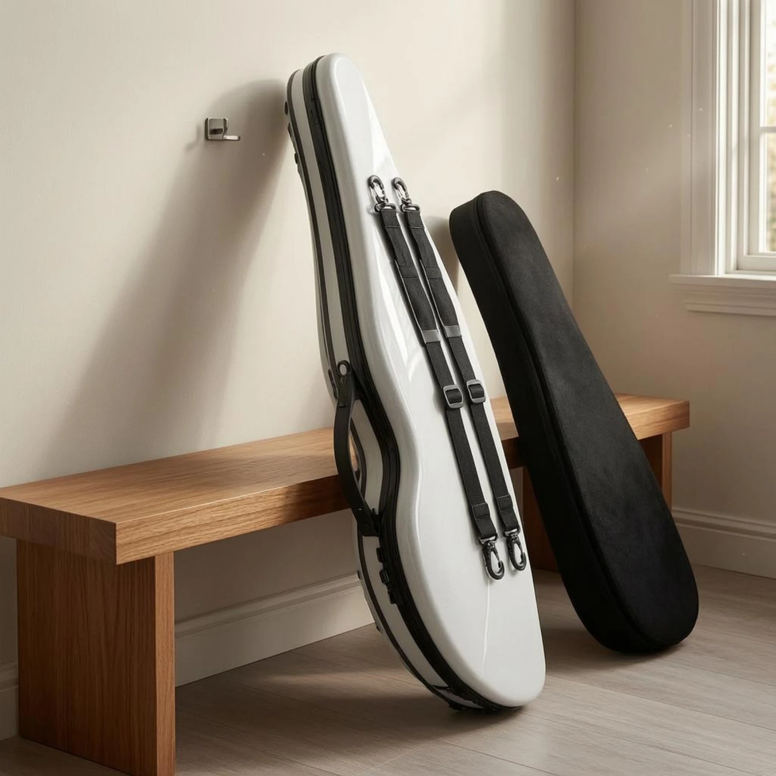 4/4 Full Size Violin Case Humidity Meter Carbon Fiber Violin Case Instrument Storage Combination Lock Padded Interior