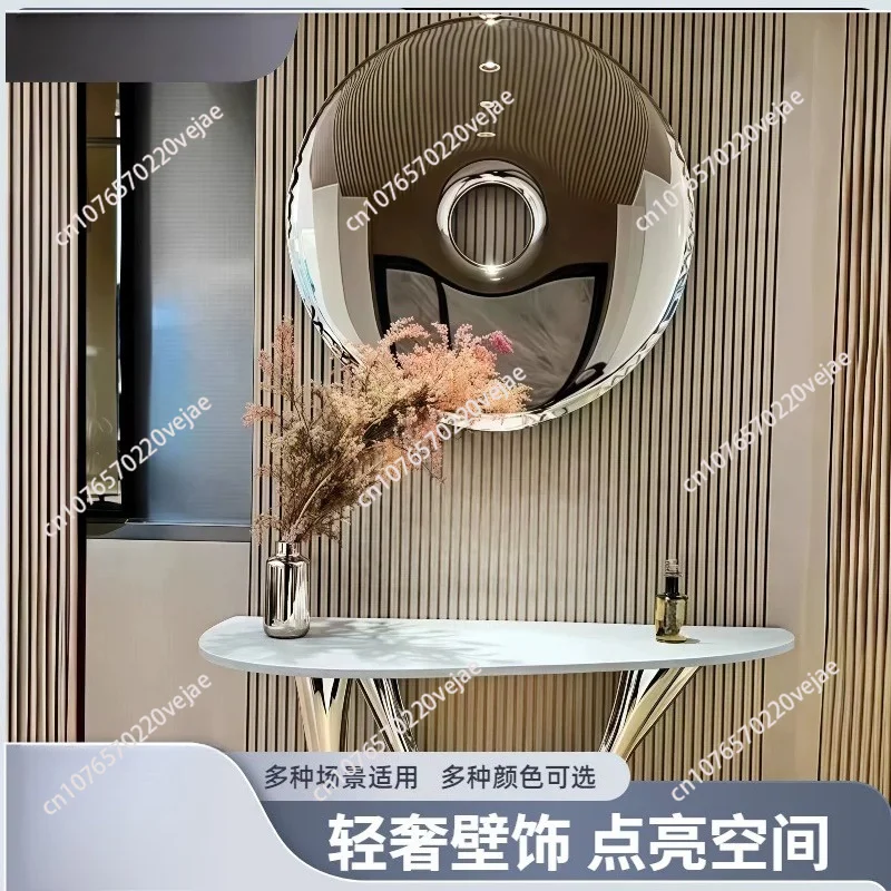 Modern light luxury stainless steel, wall decoration mirror, painting hotel model room sofa background