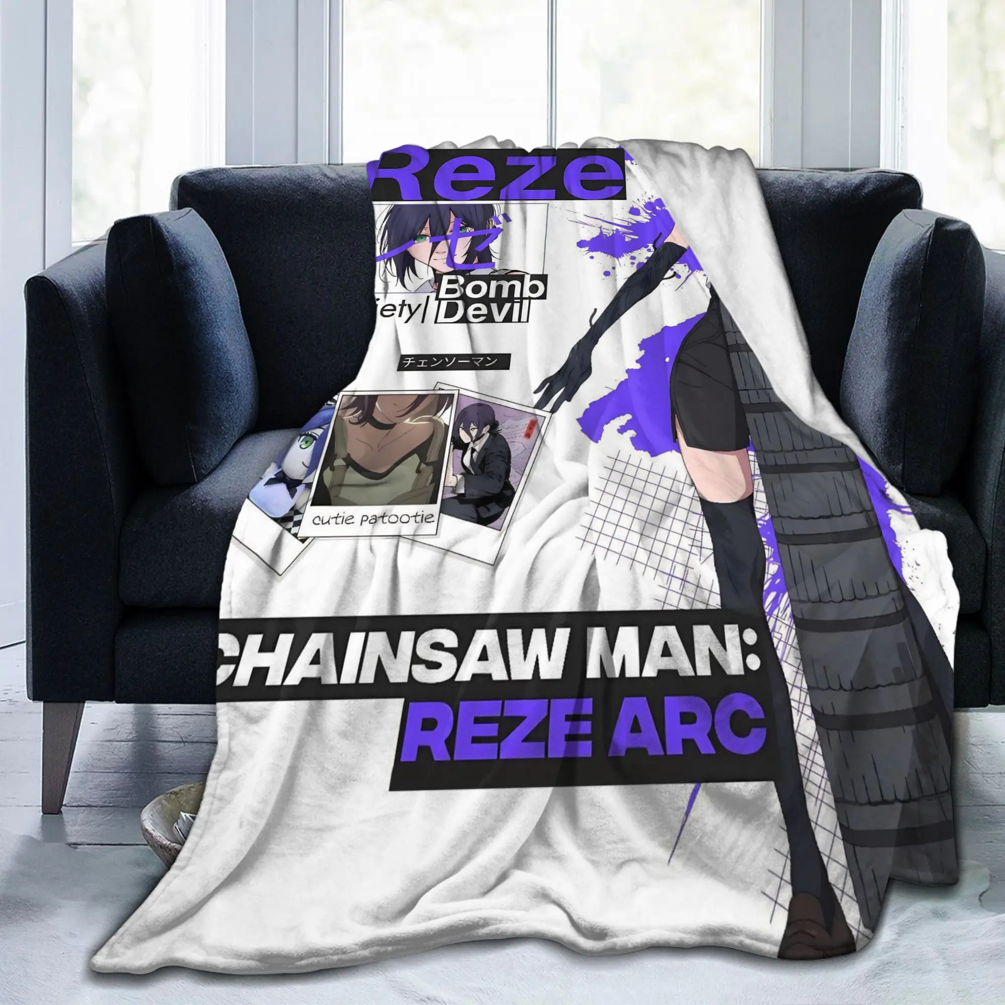 Chainsaw Man Movie Reze-Hen Blanket Fleece Autumn Winter Cute Girl Breathable Lightweight Throw Blanket for Bedding Throws