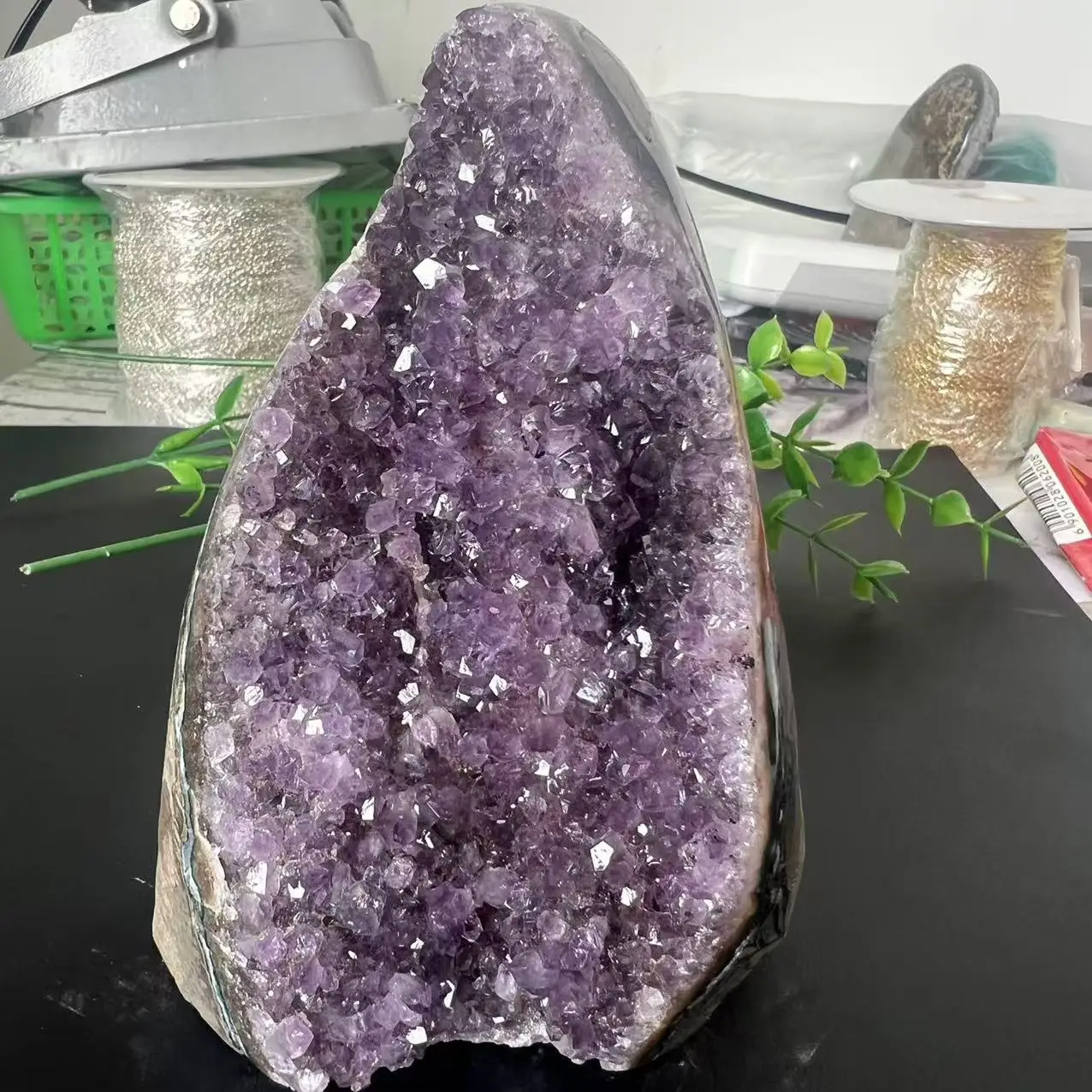 733g 12.5cm  Natural Uruguay Dream Amethyst Calcite Quartz Crystal