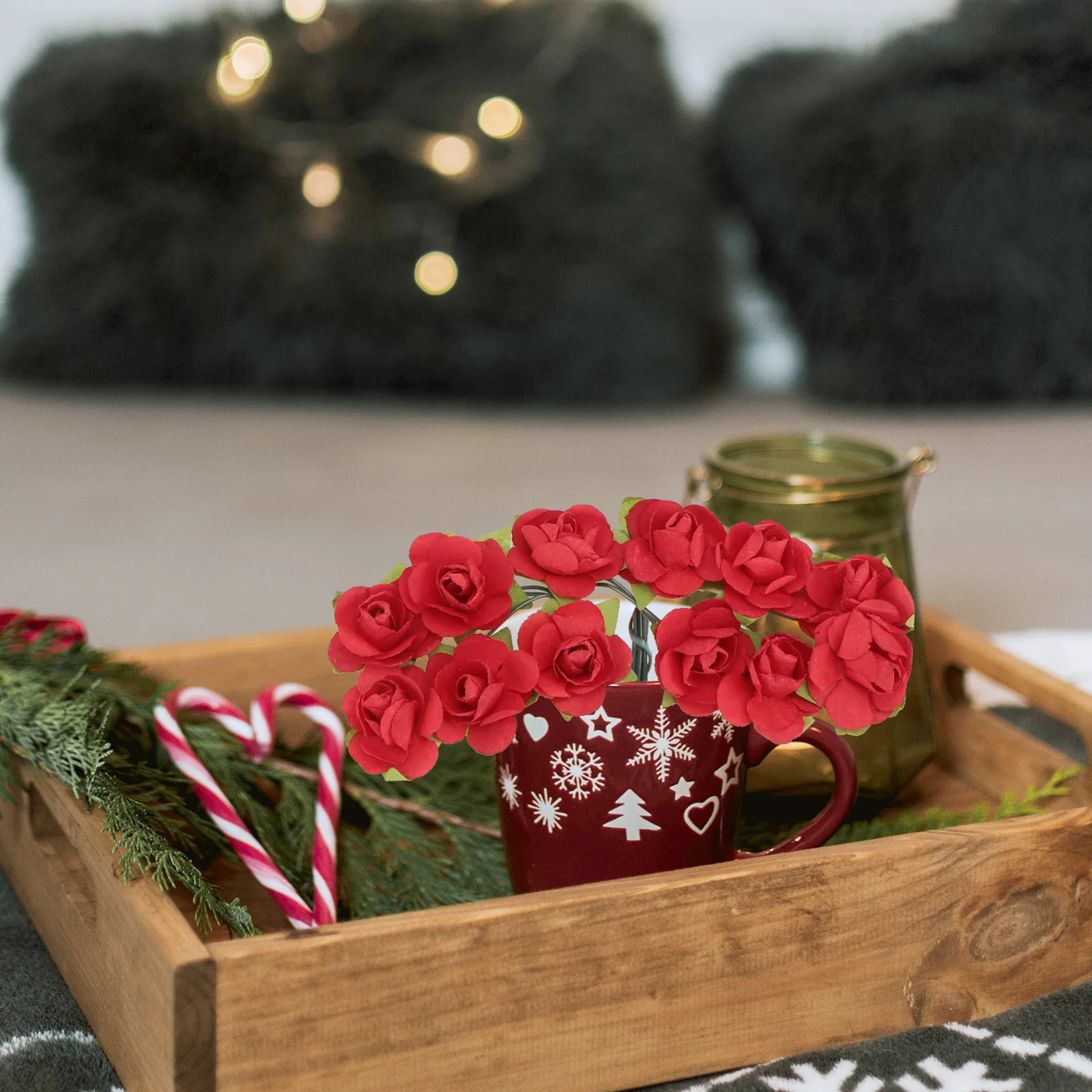 

Artificial Flower Branches Red Stems Wedding DIY Bouquet Home DecorationFlower naments Plastic Material Long Lasting